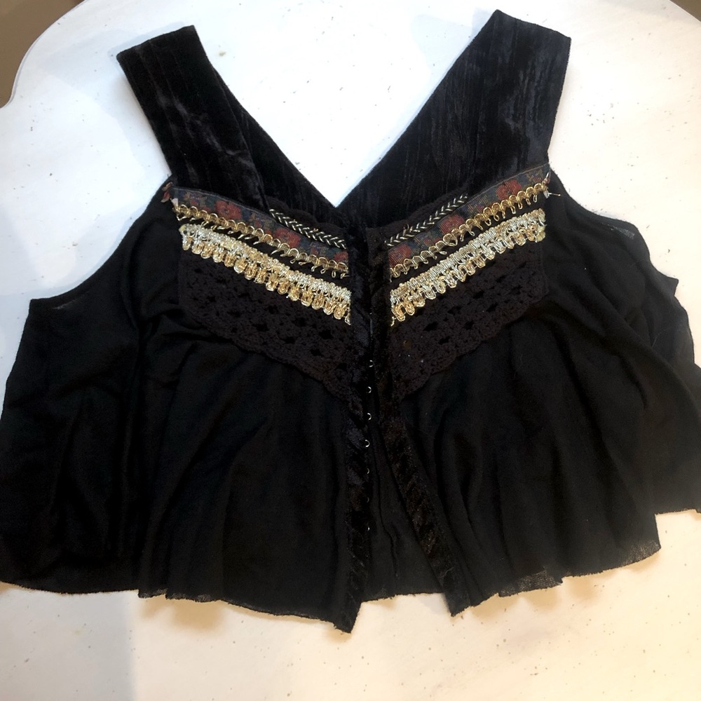 Free people flowy embroidered crop top